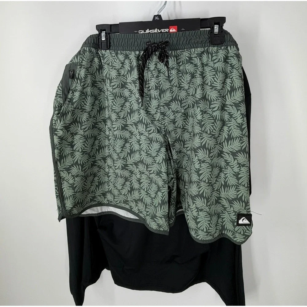 Quiksilver 2-Piece Surf Set Hooded Rash Guard & Swim Trunks Men Size XL NEW